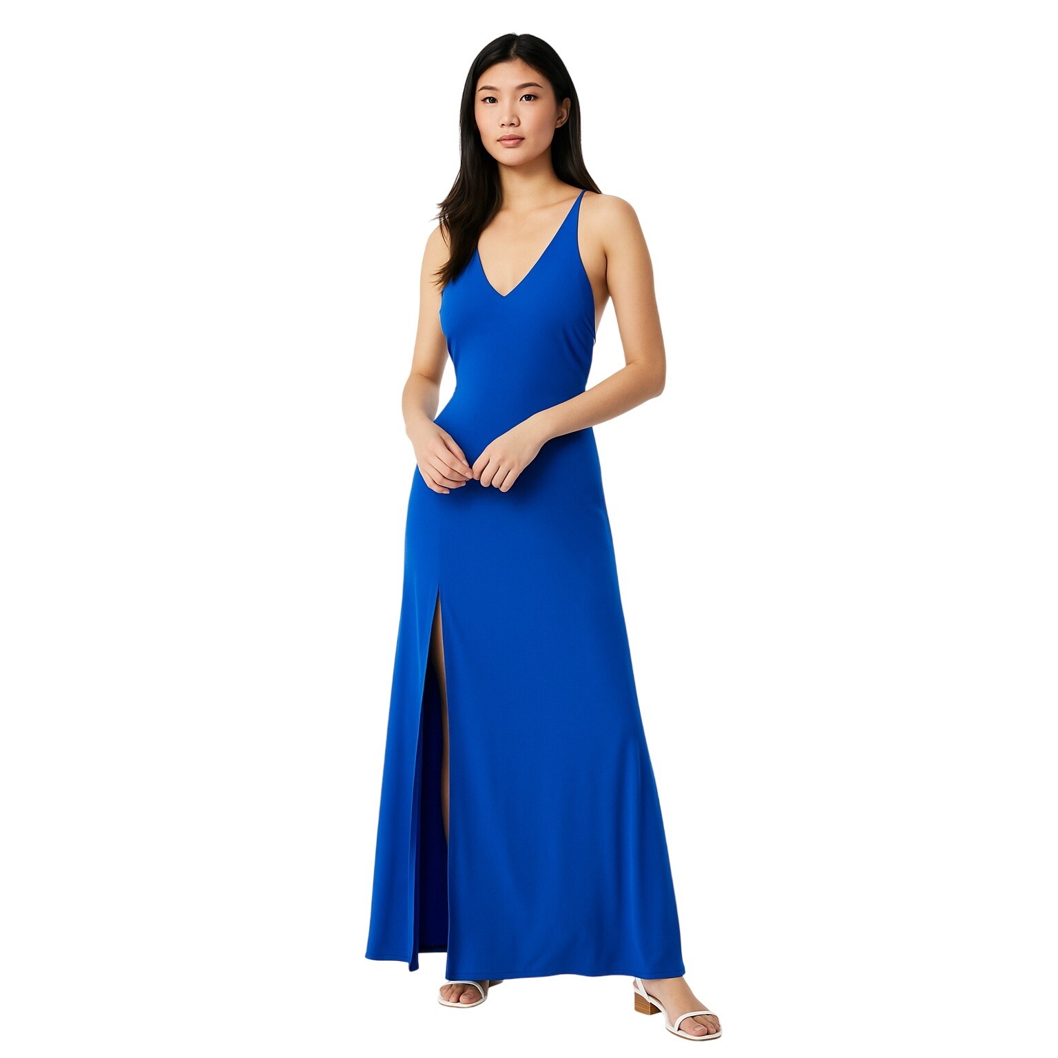 Fame & Partners Royal Blue Criss Cross Maxi Dress Formal Evening Size 8 (Flaw)